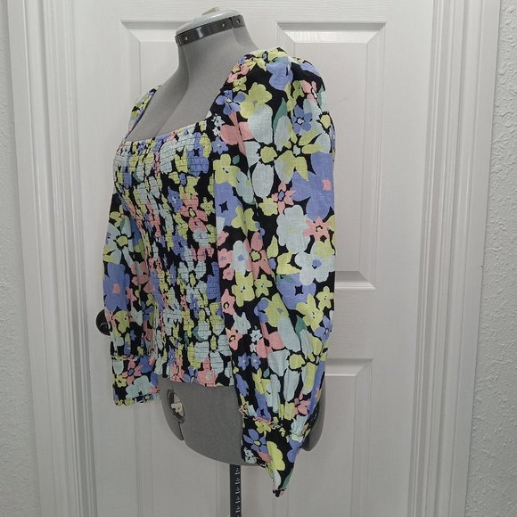 Free People Ariana Floral Blouse In Retro Combo SZ L - Picture 4 of 12